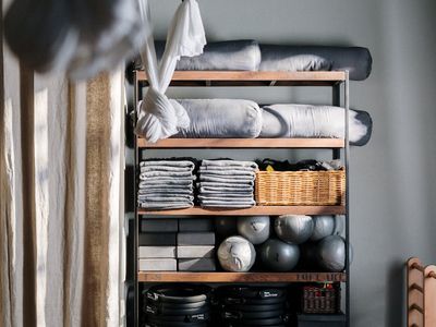 Fitness accessories on a wooden floor